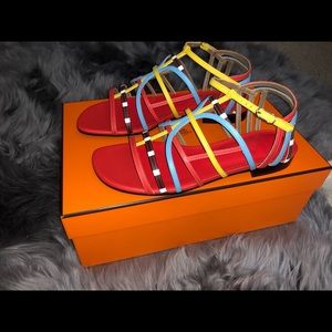 Hermes calfskin multicolored sandals
